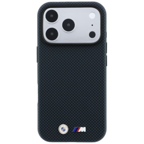 Etui BMW M Quadrille Kevlar Metal Logo MagSafe do iPhone 18 Pro Max / 17 Pro Max granatowy