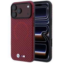 Etui BMW M Carbon Printed Ring MagSafe do iPhone 18 Pro / 17 Pro czerwony