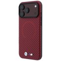 Etui BMW M Carbon Printed Ring MagSafe do iPhone 18 Pro / 17 Pro czerwony
