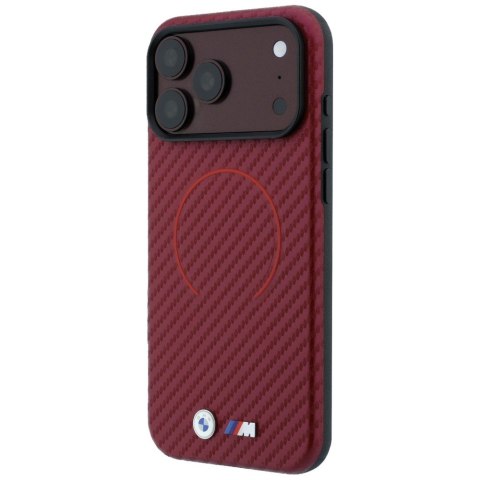 Etui BMW M Carbon Printed Ring MagSafe do iPhone 18 Pro / 17 Pro czerwony