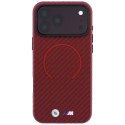 Etui BMW M Carbon Printed Ring MagSafe do iPhone 18 Pro / 17 Pro czerwony
