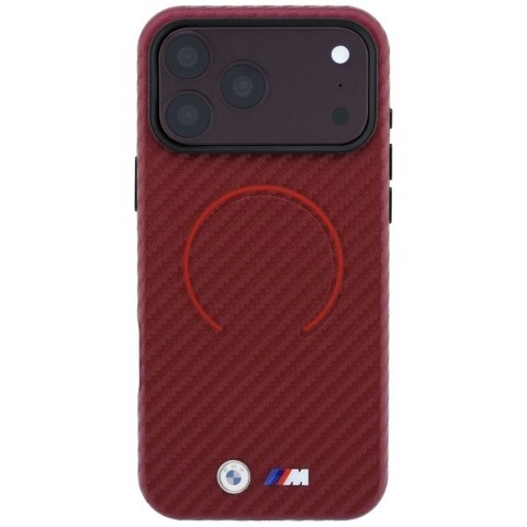 Etui BMW M Carbon Printed Ring MagSafe do iPhone 18 Pro / 17 Pro czerwony