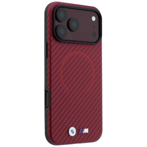 Etui BMW M Carbon Printed Ring MagSafe do iPhone 18 Pro / 17 Pro czerwony