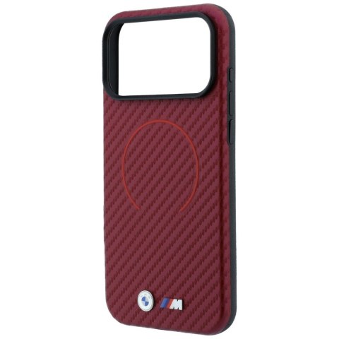 Etui BMW M Carbon Printed Ring MagSafe do iPhone 18 Pro / 17 Pro czerwony