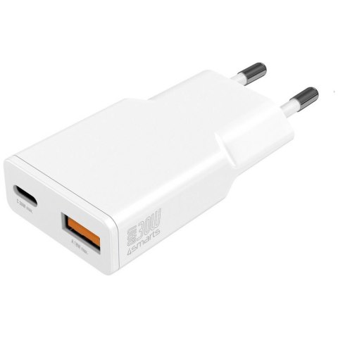 Ładowarka sieciowa 4smarts PDPlug Duos Slim 30W GaN USB-C, USB-A biały