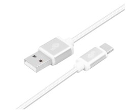 Kabel USB-USB C 2m srebrny sznurek