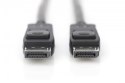 Kabel połączeniowy DisplayPort z zatrzaskami 8K 30Hz UHD Typ DP/DP M/M czarny 2m
