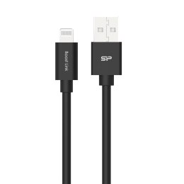 Kabel USB - Lightning Silicon Power LK15AL 1M PVC Mfi Black