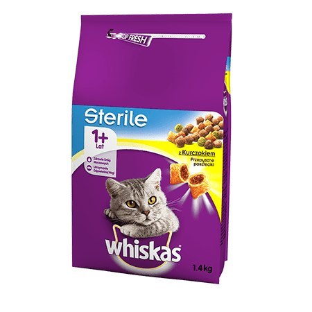 WHISKAS Sterile z kurczakiem - sucha karma dla kotów - 1,4 kg