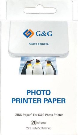 ZINK GG-ZP023-20 Papier fotograficzny do drukarek Canon, G&G, Huawei, HP, Polaroid, Xiaomi (50 mm x 76 mm; 20 szt)