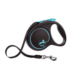 Smycz flexi automatyczna Black Design M taśma 5 m - dla psa do 25 kg, kolor niebieski