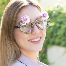 Okulary Imprezowe z Kwiatami i Kryształkami Fashion