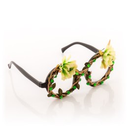 Okulary Imprezowe z Kwiatami i Kryształkami Fashion