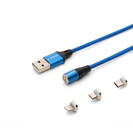 SAVIO KABEL MAGNETYCZNY USB - USB TYP C, MICRO I LIGHTNING, 2M, NIEBIESKI CL-157