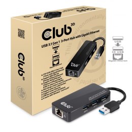 Karta sieciowa Club3D CSV-1430 (USB 3.0 3-Port Hub with Gigabit Ethernet)