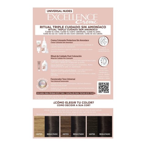 Farba bez Amoniaku L'Oreal Make Up Excellence 2u-darkest brunette Nº 2u-Darkest Brunette (5 Sztuk)