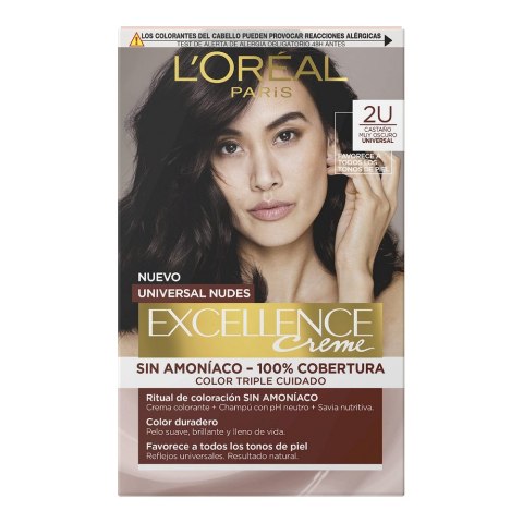 Farba bez Amoniaku L'Oreal Make Up Excellence 2u-darkest brunette Nº 2u-Darkest Brunette (5 Sztuk)