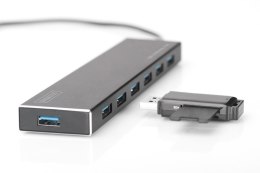 HUB/Koncentrator 7-portowy USB 3.0 SuperSpeed, aktywny, Aluminium