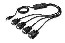 Konwerter/Adapter USB 2.0 do 4x RS232 (DB9) z kablem USB A M/Ż dł. 1,5m