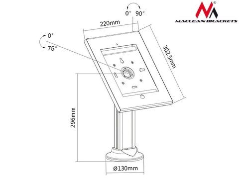 Stojak, uchwyt reklamowy do tabletu, biurkowy z blokadą, MC-677 iPad 2/3/4/Air/Air2