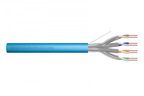 Kabel teleinformatyczny instalacyjny kat.6A, U/FTP, Dca, drut, AWG 23/1, LSOH, 100m ofoliowany Niebieski