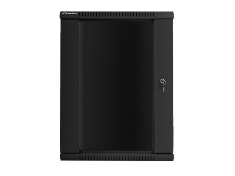 Szafa instalacyjna wisząca 19 cali 18U 600X450mm czarna (drzwi szklane)