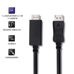 Kabel Qoltec 50441 (DisplayPort M - HDMI M; 2m; kolor czarny)