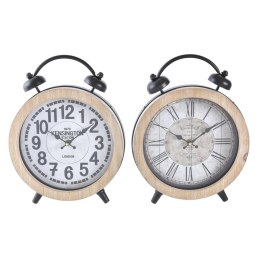 Stolné hodiny DKD Home Decor 25,8 x 8 x 32 cm Naturalny Biały Żelazo Tradycyjny Drewno MDF (2 Sztuk)
