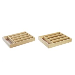 Organizer na Sztućce DKD Home Decor Bambus Kolonialny Afrykańczyk 25,5 x 35,5 x 5 cm (2 Sztuk)