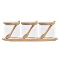 Pojemnik na Cukier DKD Home Decor Podstawowy Przezroczysty Naturalny Bambus 3 Części 8,5 cm 29 x 10 x 10 cm