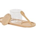 Pojemnik na Cukier DKD Home Decor Podstawowy Przezroczysty Naturalny Bambus 3 Części 8,5 cm 29 x 10 x 10 cm