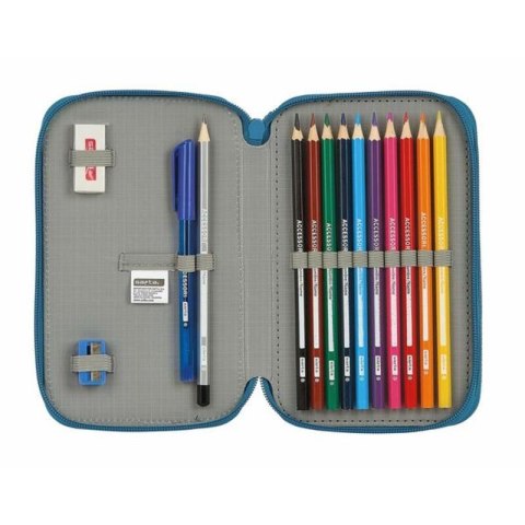 Piórnik Podwójny BlackFit8 M854 Niebieski 12.5 x 19.5 x 4 cm (28 Części)