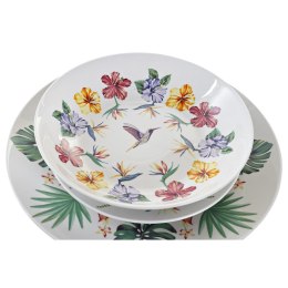 Zestaw Obiadowy DKD Home Decor Biały Wielokolorowy Porcelana Tropikalny 18 Części